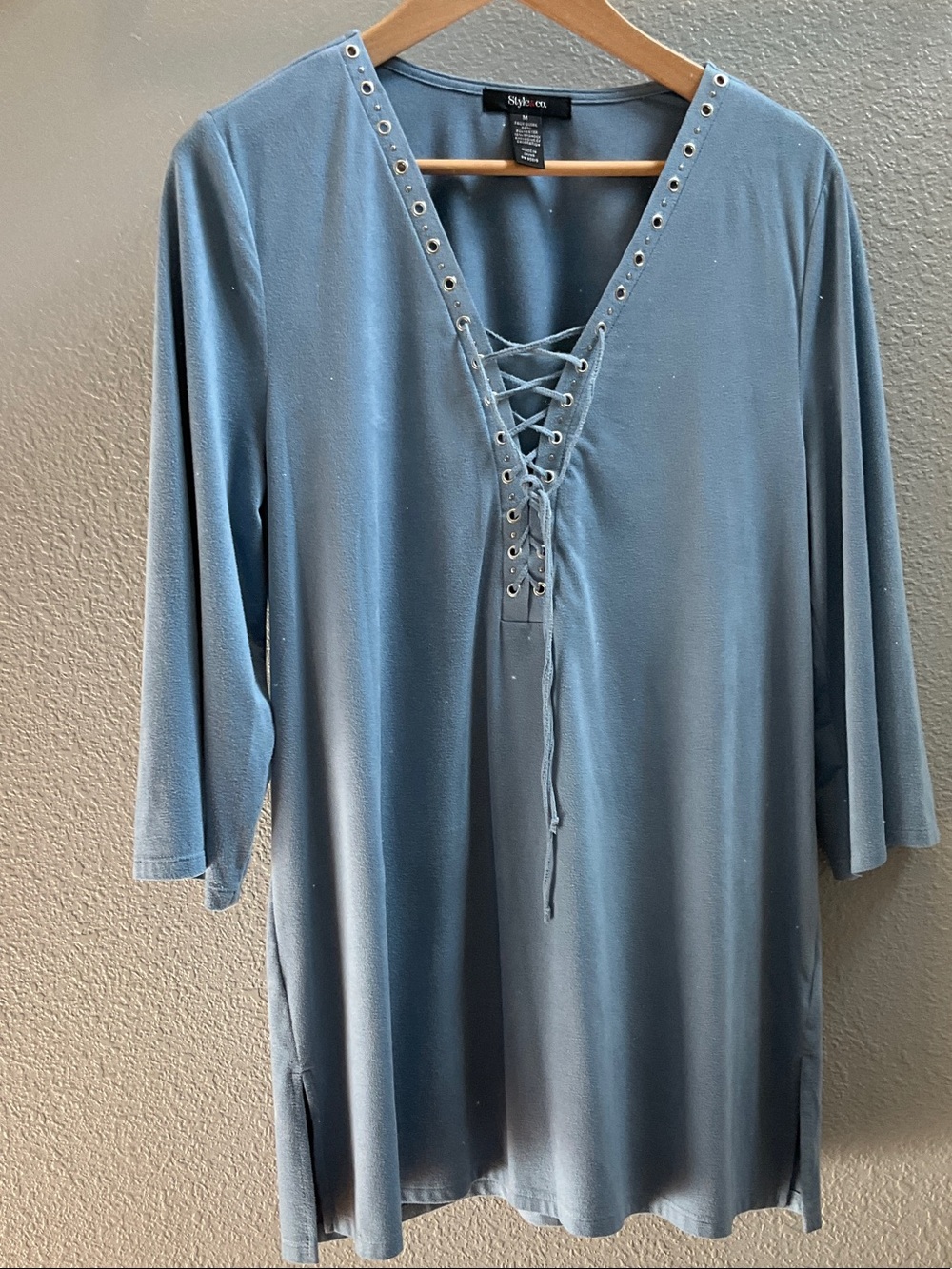 Lace-Up V-Neck Tunic faux suede, M